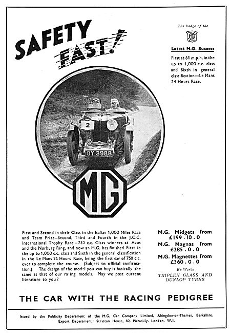 MG Cars 1933                                                     