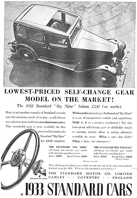 Standard Big Nine Saloon Advert 1933                             