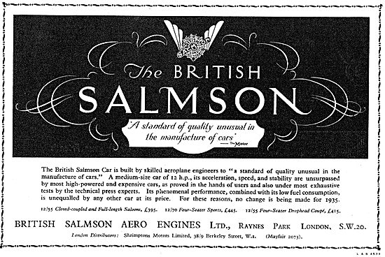 British Salmson Cars 1934                                        