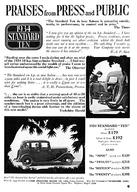 Praise For The 1934 Standard Ten                                 