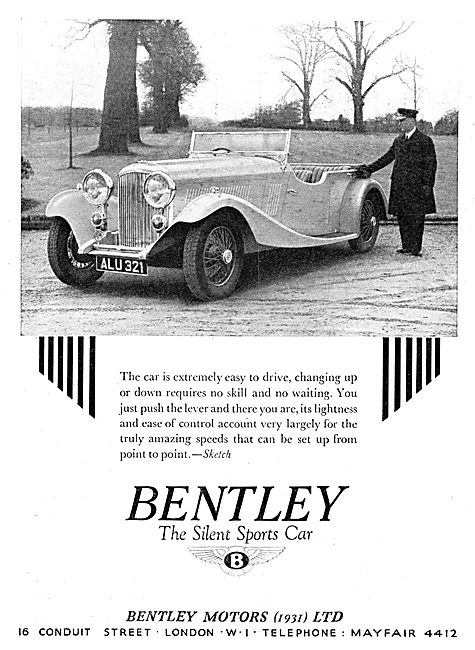 Bentley Motor Car ALU 321 - 1934                                 