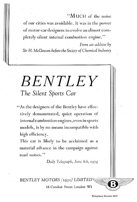 Bentley Motors Sports Cars 1934                                  