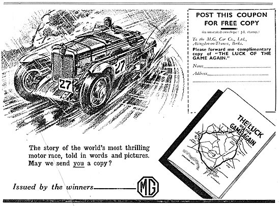MG Cars Publication: The Luck Of The Game Again                  
