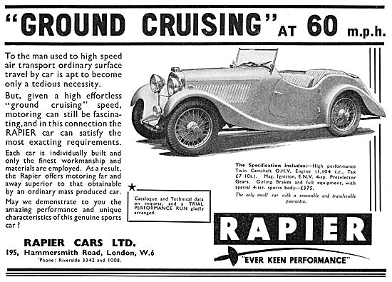 Rapier Cars 1935 Advert                                          