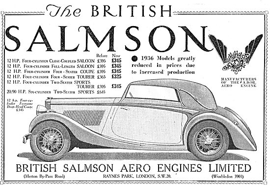 British Salmson Cars For 1936                                    