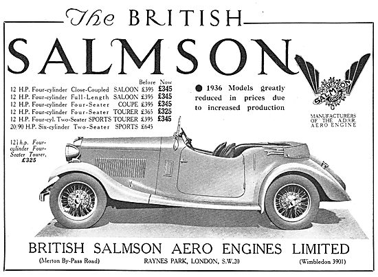 British Salmson Cars - 1936 Models                               