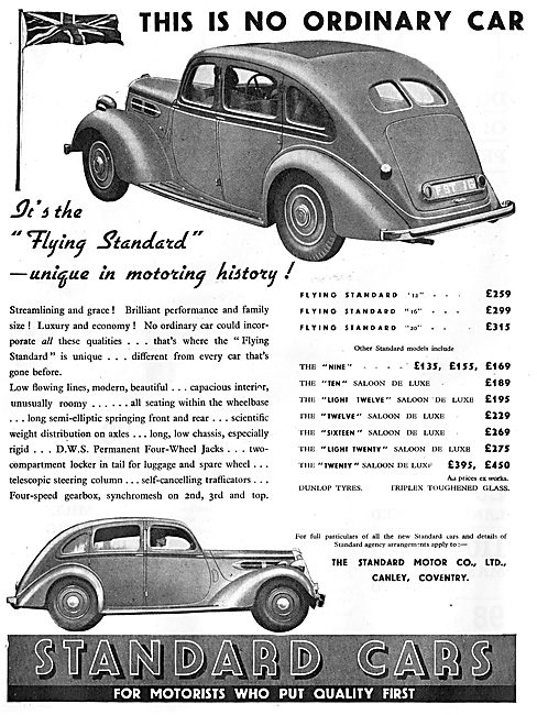 Standard Cars 1936 Model Range                                   