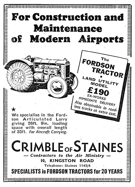 Crimble Of Staines. Fordson Tractors. Land Utility Model 1938    