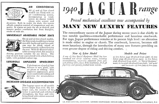 S.S.Cars. Jaguar Cars 1939                                       