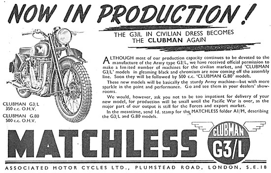 Matchless Clubman G3/L 1945. Matchelss G 80                      