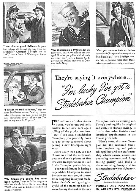 Studebaker Champion 1946 Advert                                  