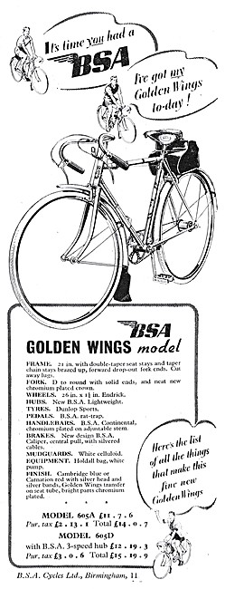 BSA Golden Wings Bicycle 1947                                    