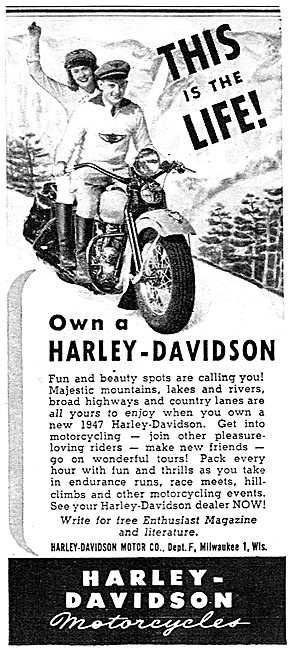 Harley-Davidson Motorcycles 1947 Adv ert                         