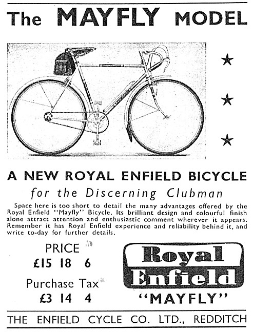 Royal Enfield Bicycles - Roal Enfield Mayfly Bicycle 1949        