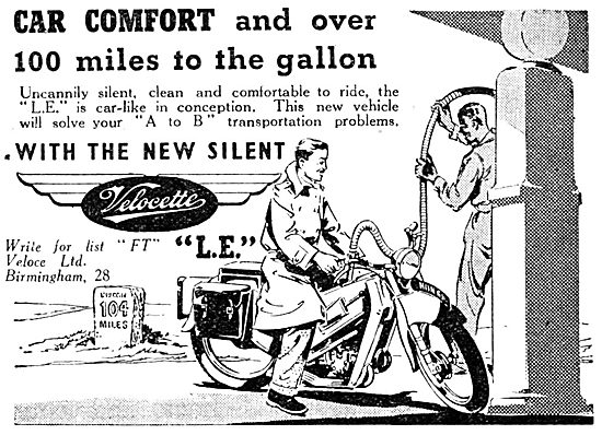 Velocette 'LE' Motorcycle 1950 Advert                            