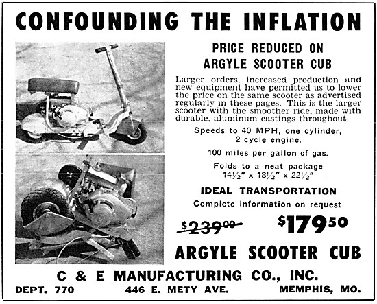 Argyle Scooter Cub Folding Motor Scooter 1960                    