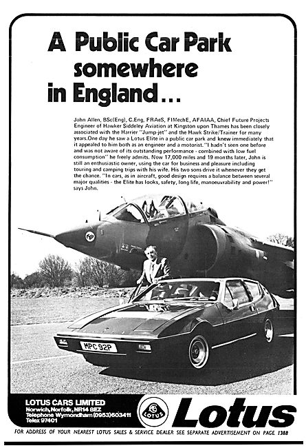 Lotus Elite Advert 1977 - MPC 92P                                