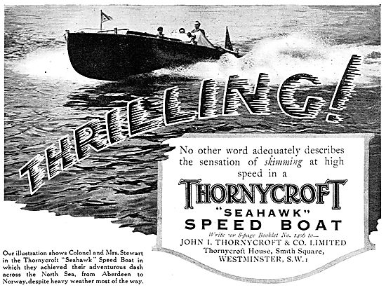 Thornycroft Seahawk Speed Boat 1929 Advert                       