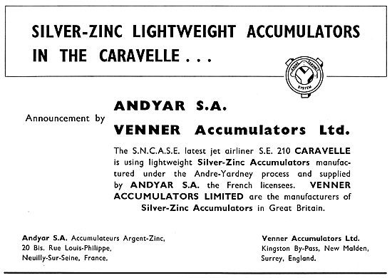 Venner Silver Zinc Aircraft Accumulators                         