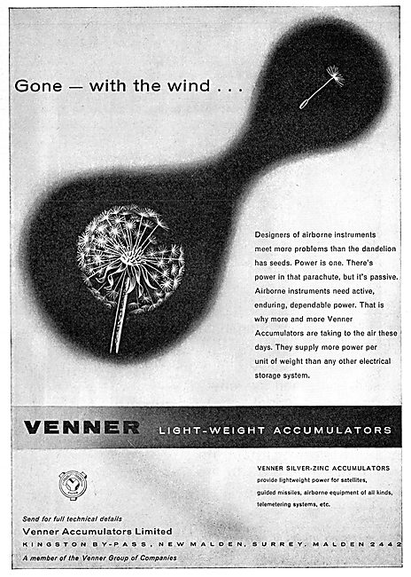 Venner Silver-Zinc Electrical Accumulators 1965                  