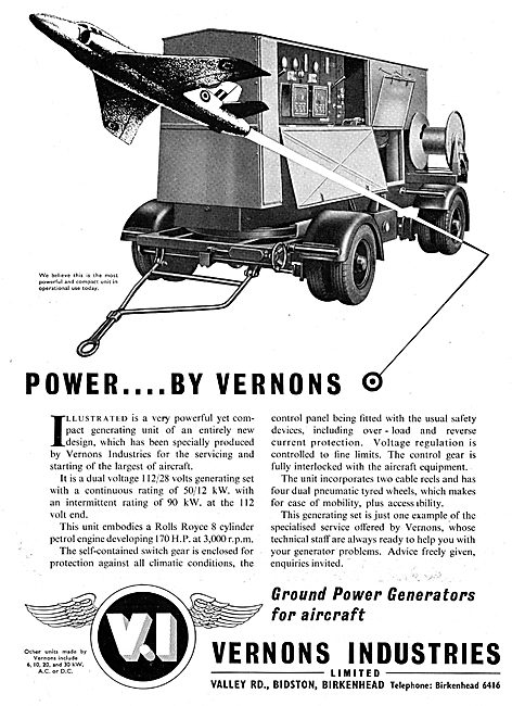 Vernons Industries Ground Power Units GPU & Generators           