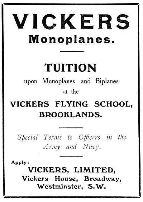 Vickers Monoplanes & Brooklands Flying School                    