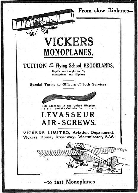 Vickers Monoplanes & Levasseur Air-Screws                        