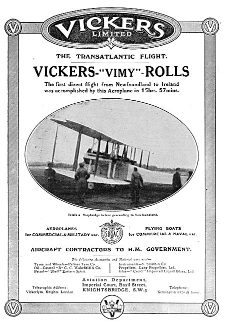 Vickers Vimy-Rolls - Transatlantic Flight                        