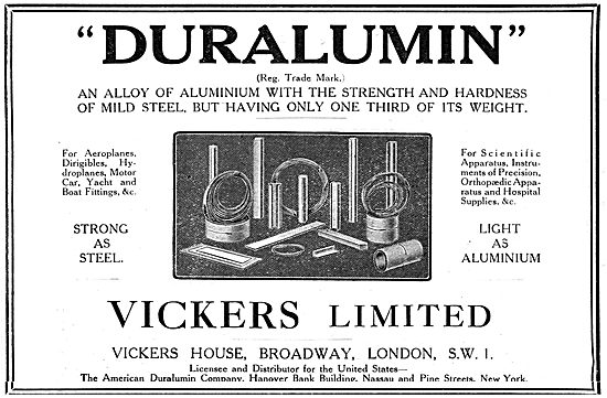 Vickers Duralumin 1919 Advert                                    