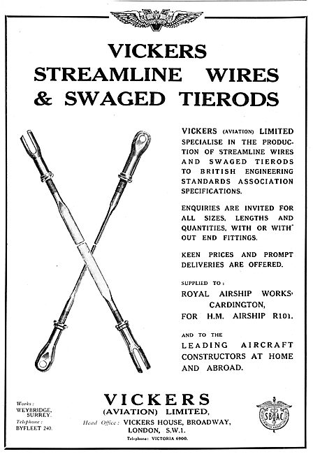 Vickers Aviation Aircraft Accessories  Streamline Wires & Tierods