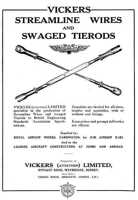 Vickers Aviation Aircraft Accessories  Streamline Wires & Tierods