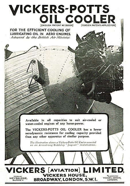 Vickers-Potts Oil Cooler Adopted By The Air Ministry             