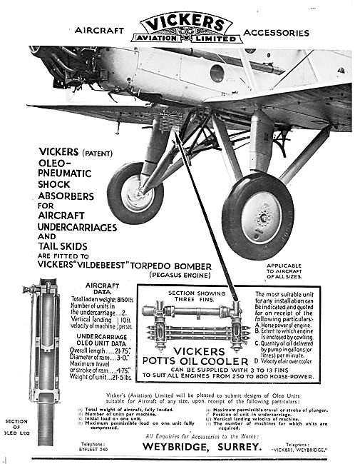 Vickers Undercarriages - Oleo Pneumatic Struts & Tail Skids      