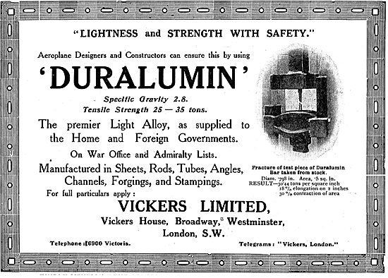 Vickers Duralumin - The Premier Light Alloy - Supplied To HM Govt