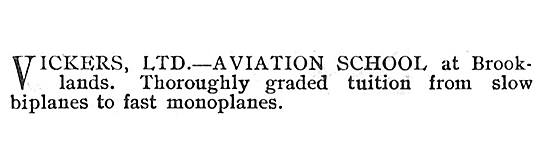 Vickers Ltd Aviation School Brooklands                           