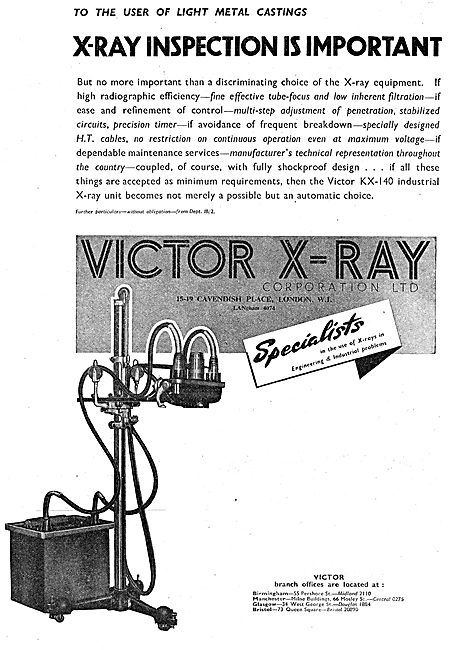 Victor X-Ray Industrial X-Ray Equipment 1943 Advert              