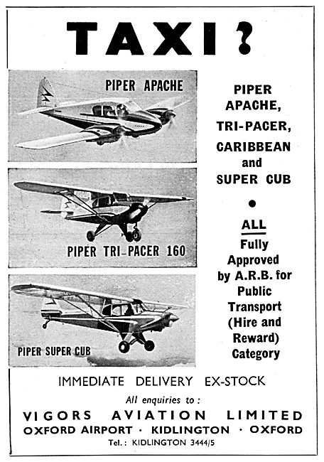 Vigors Aviation - Piper Aircraft Range 1960                      