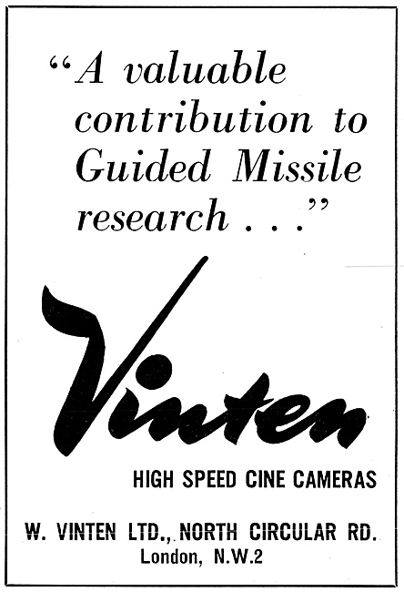 Vinten Aircraft Cameras - Vinten Missile Research Cameras        
