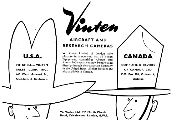Vinten Aircraft & Research Cameras 1960                          