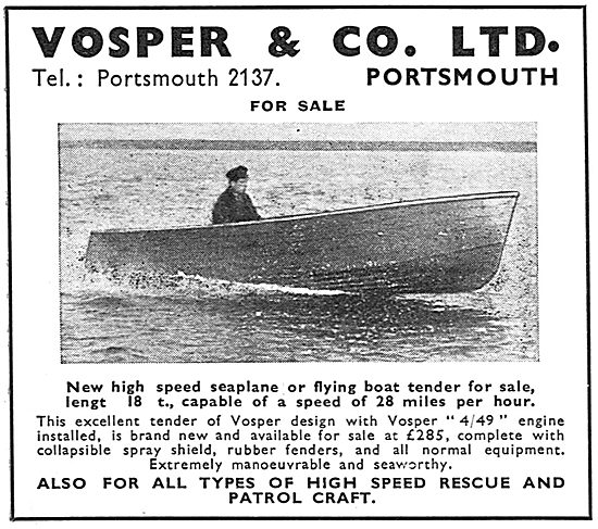 Vosper Motor Launches & Seaplane Tenders                         