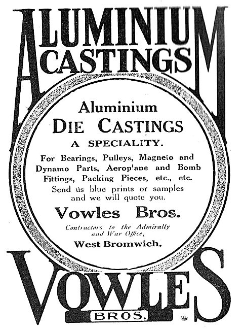 Vowles Bros. West Bromwich. Aluminium Castings                   