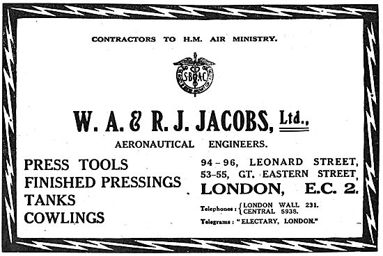 W.A & R.J. Jacobs Ltd  - Aeronautical Engineers.                 