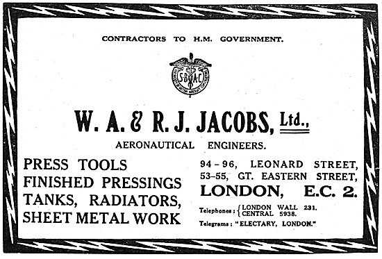 W.A & R.J. Jacobs. Sheet Metal Work. Metal Stampings & Pressings 