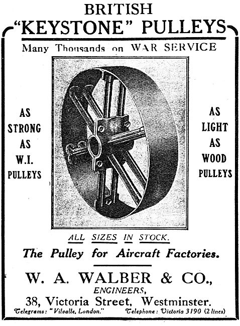 W.A.Walber & Co - Keystone Pulleys For Aircraft Factories        