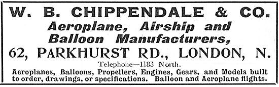 W.B.Chippendale & Co: Aeroplane, Airships & Balloons Constructed 