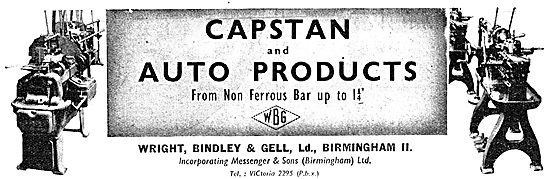 Wright Bindley And Gell. WBG Capstan & Auto Products 1943        