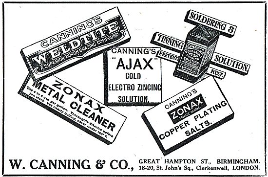 W.Canning & Co - Weldite, Zonax, Ajax. Tinning Solder            