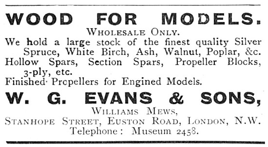W.G.Evans & Sons. Wooden  Aircraft Component Manufacturers       