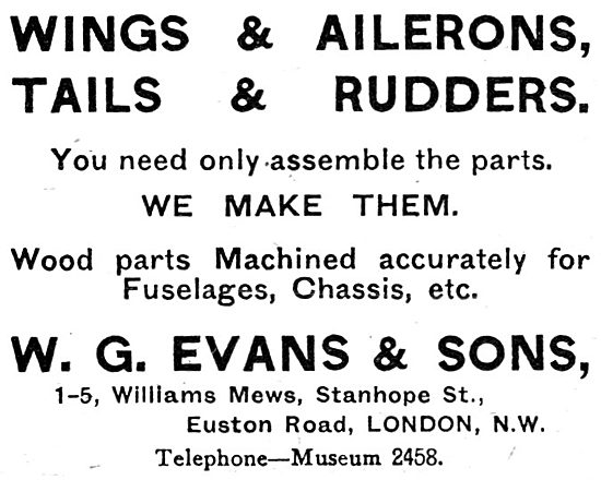W.G.Evans & Sons. Wooden  Aircraft Component Manufacturers       