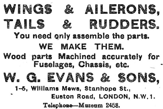 W.G.Evans & Sons. Wooden  Aircraft Components                    